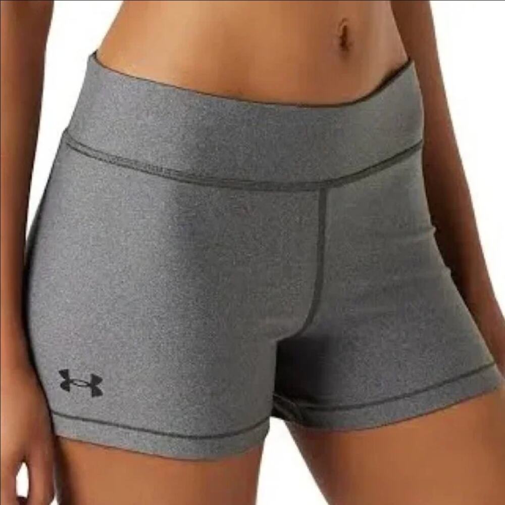 Under Armour HeatGear Mid-Rise Shorty Shorts Compression Gray Women's Large